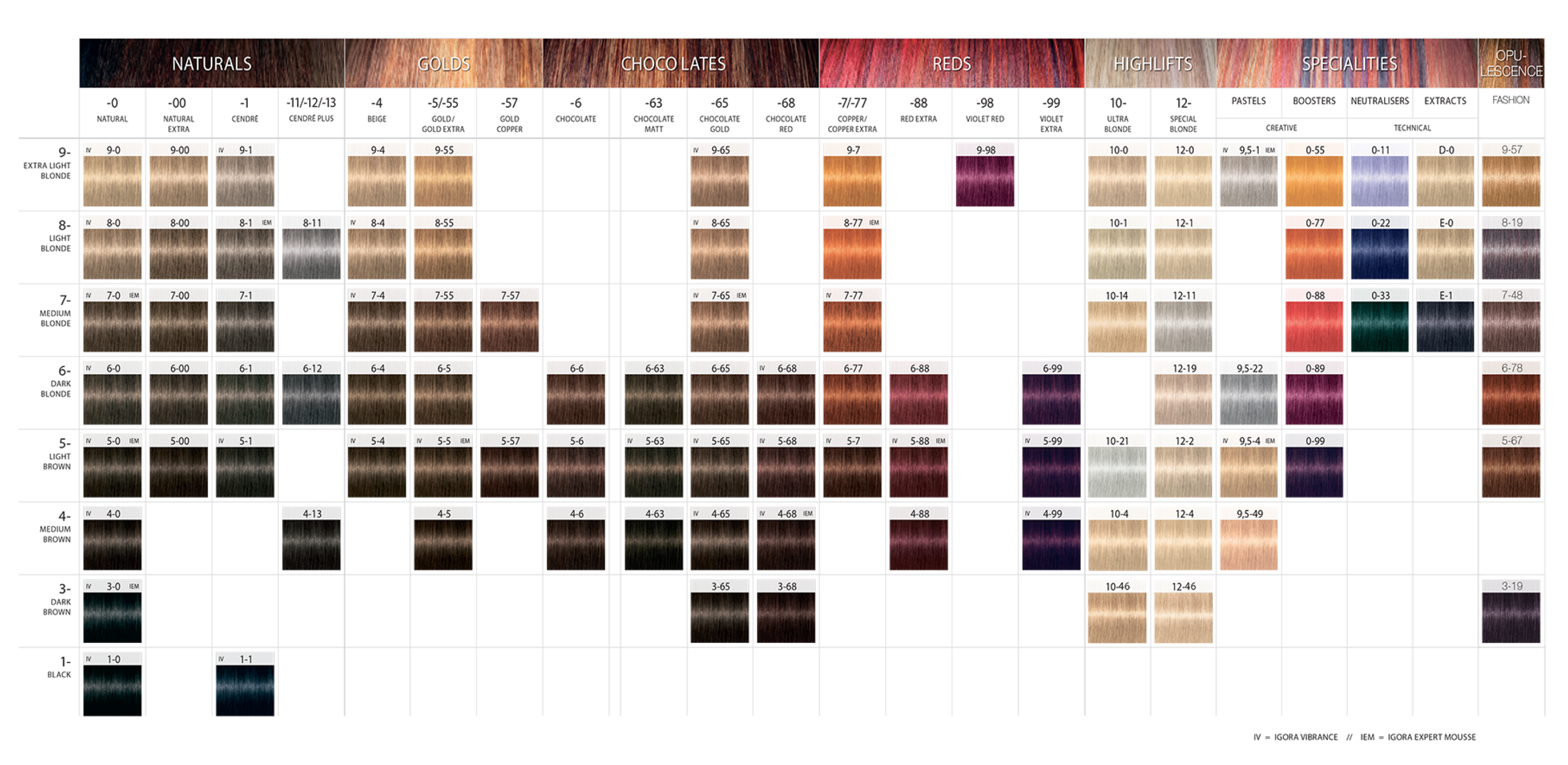 Schwarzkopf Royal Colour Chart | Schwarzkopf Color | Eastern Beauty Supply