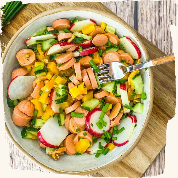Vegan sausage salad