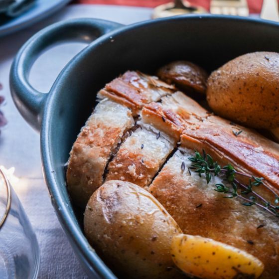 Close-up of Christmas roast