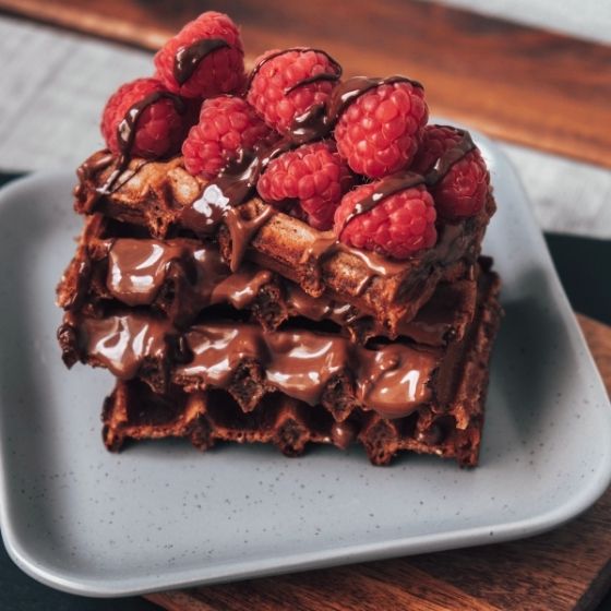 Schoko Waffeln mit veganem Protein Pulver