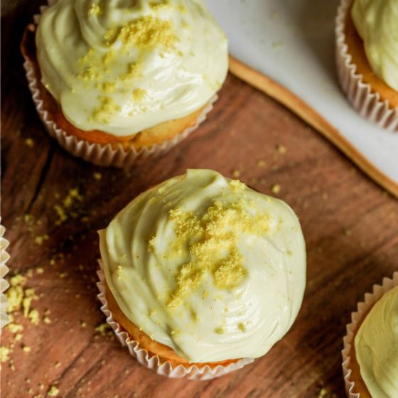 Sweet lemon muffins with lemon frosting