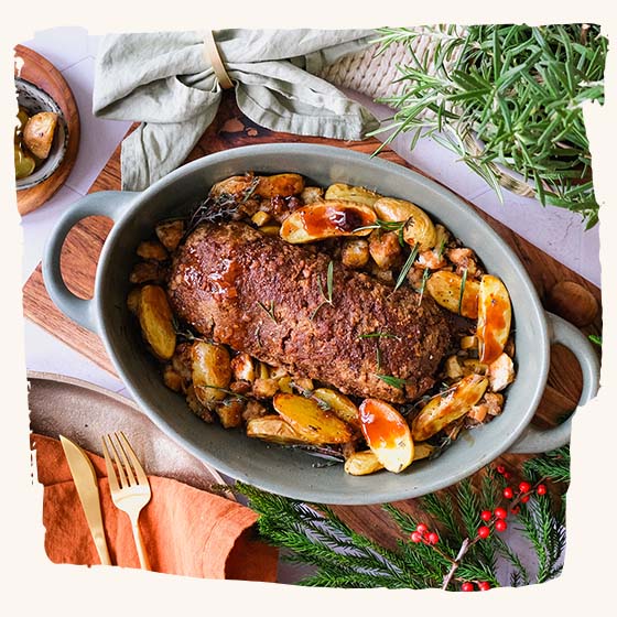 Veganer Weihnachtsbraten aus der Easy To Mix Frikadelle