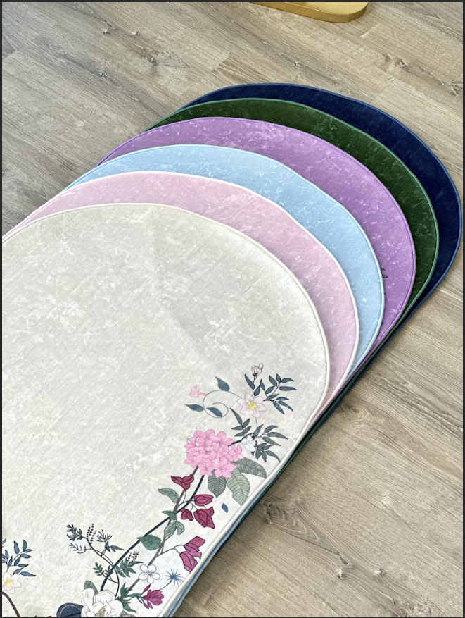 Floral crushed ice velvet Anti-Slip Prayer mats with carrying case - Modern Wall Art product image