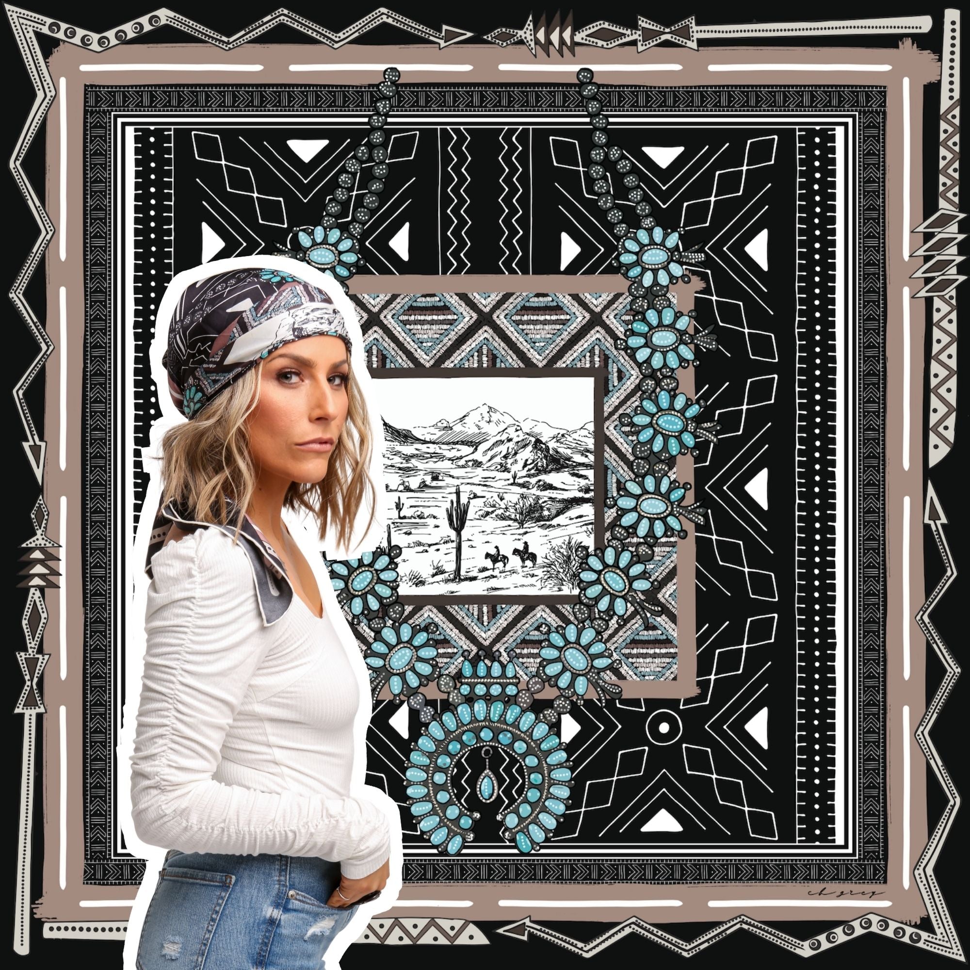 CB Grey The Elise Silk Scarf - White