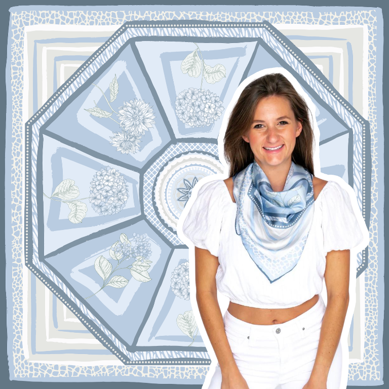 CB Grey The Elise Silk Scarf - White