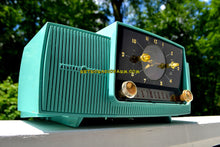 Load image into Gallery viewer, SOLD! - Nov 24, 2018 - Seafoam Green Mid Century Jetsons 1957 General Electric Model 912D Tube AM Clock Radio Sweet! - [product_type} - General Electric - Retro Radio Farm