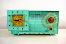 Load image into Gallery viewer, Azure Blue Mid Century Vintage 1959 Jewel Unknown Model Vacuum Tube AM Clock Radio Such A Beauty! - [product_type} - Jewel - Retro Radio Farm