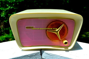 SOLD! - Oct 11, 2017 - SO JETSONS LOOKING Retro Vintage Pink and White 1959 Travler T204 AM Tube Radio So Cute! - [product_type} - Travler - Retro Radio Farm
