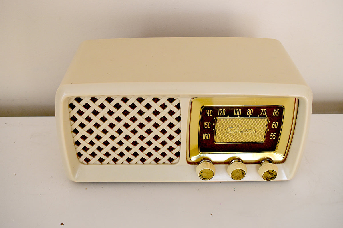 Cabana Ivory 1955 Silvertone Model 2016 AM Vacuum Tube Radio Totally R# ...