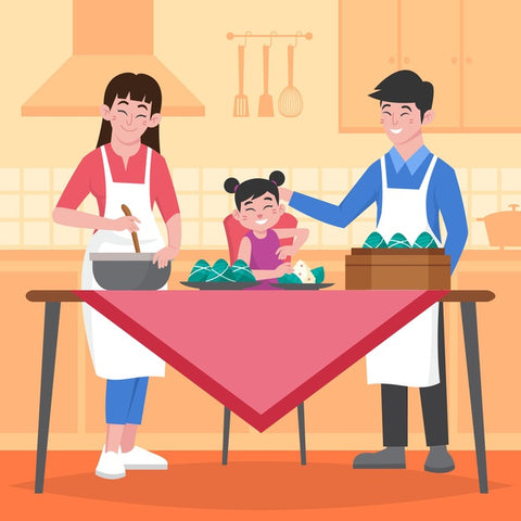 happy family cooking 