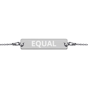 Equal Engraved Silver Bar Chain Bracelet
