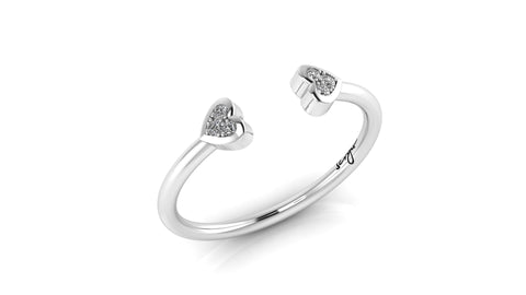 Twin Heart Ring In 14K White Gold