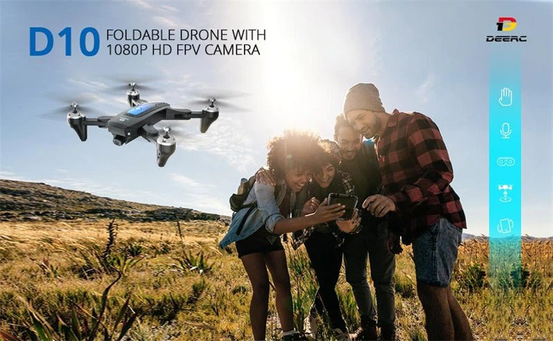 DEERC D10 Foldable Drone 1080p FPV Camera Altitude Hold Headless Mode 2  Battery