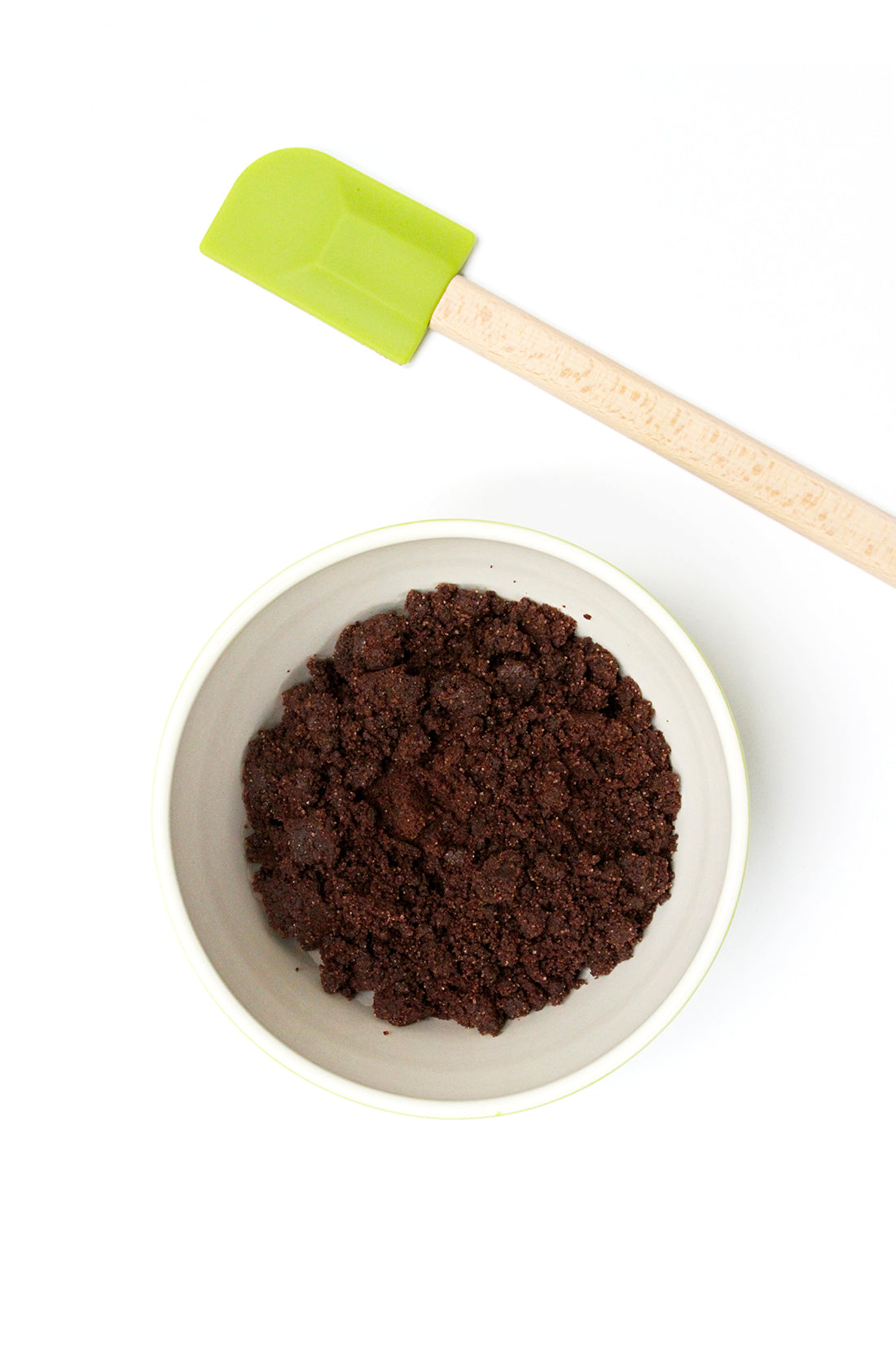 Image from above of mixing bowl with batter for Miss Jones Baking Co Brownie Crisp Cookie Sandwiches 