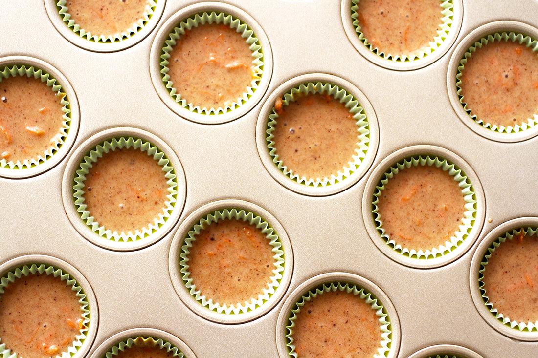Image of cupcake pan filled with Miss Jones Baking Co Carrot Spice Cake Batter