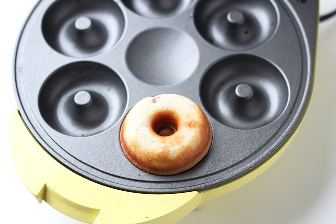 Image of unglazed donut in pan for Miss Jones Baking Co Blood Orange Donut Recipe