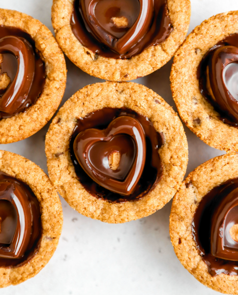 Chocolate Peanut Butter Heart Cookie Cups with Miss Jones Everyday Delicious Chocolate Chip Cookie Mix