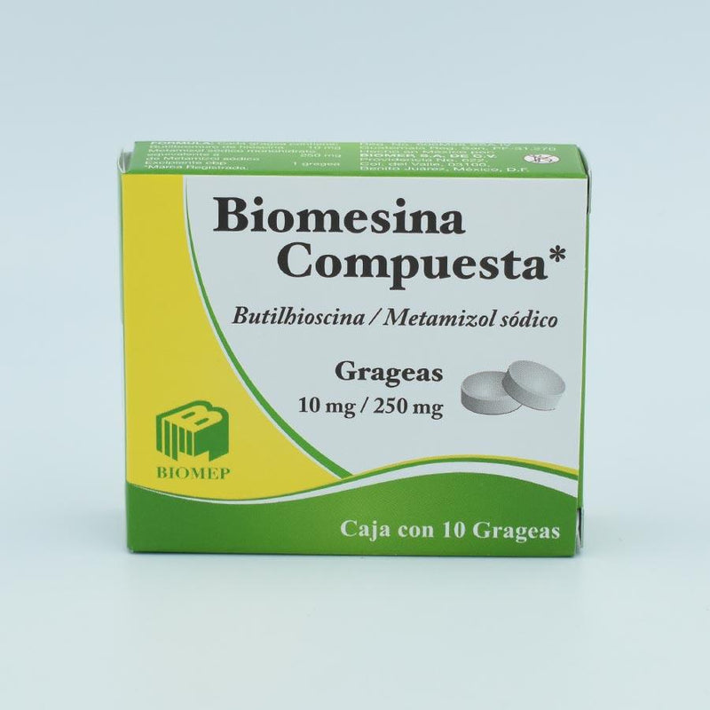 BUTILHIOSCINA/ METAMIZOL 10MG/250MG CAJA CON 10 TABLETAS (BIOMESINA CO –  Farmacias Iguales