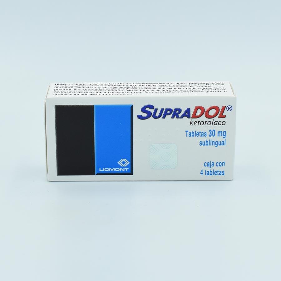 SUPRADOL 30MG CAJA CON 4 TABLETAS SUBLINGUAL (KETOROLACO) – Farmacias  Iguales