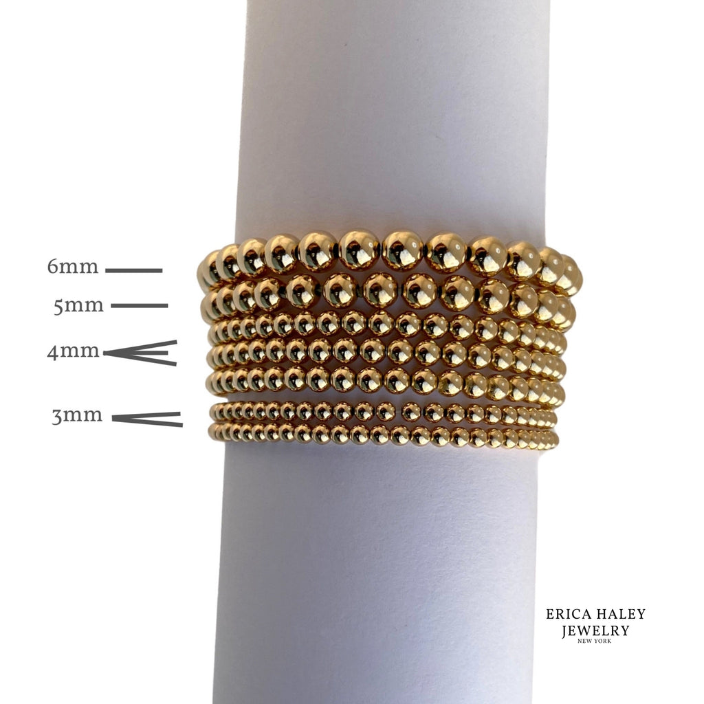 ite and Gold Beaded Bracelet Stack 4mm