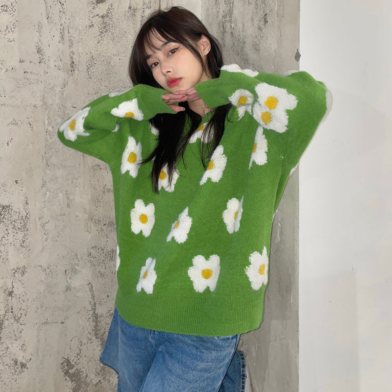 Korean Lazy Daisy Sweater
