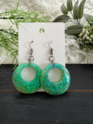 Aqua Circle Resin Earrings - Craft Love Fashion