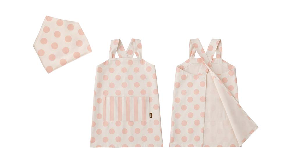 Bétta Matching Apron for Kids Dot (Baby Pink)