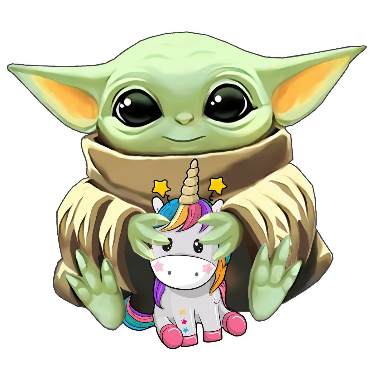 Baby Yoda holding Unicorn PNG, Baby Yoda png, Sublimation ready, png f