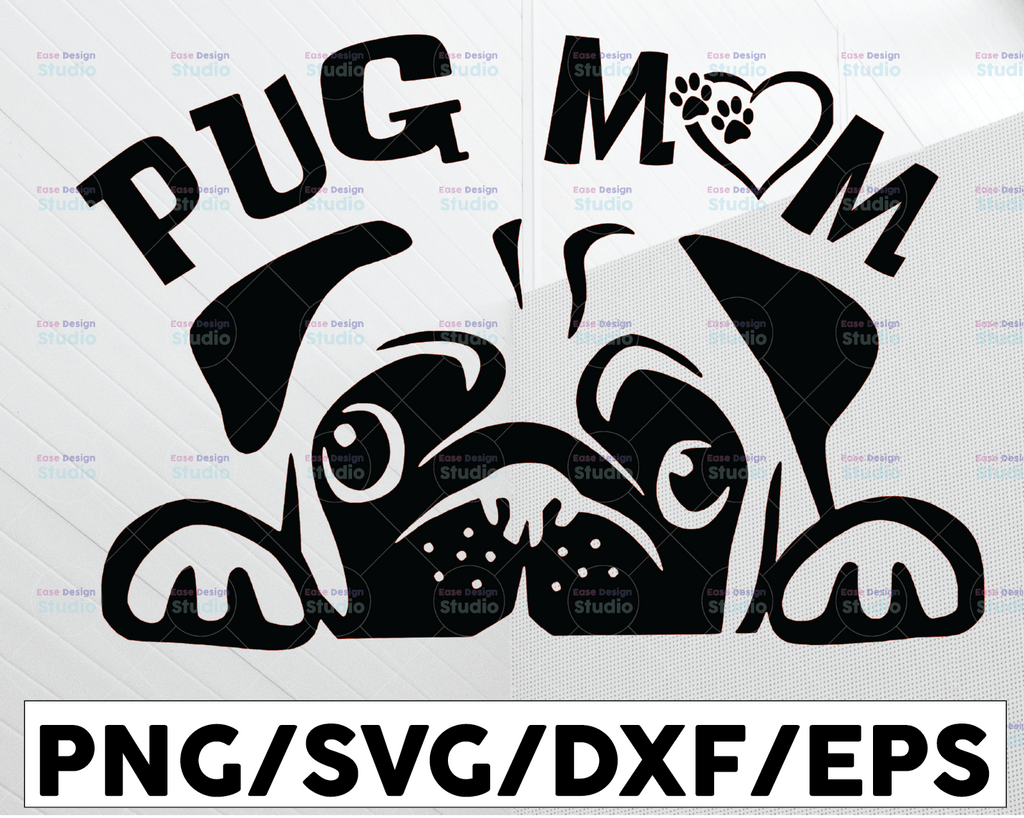 Pug Mom svg Dog-SVG Cut File-Use with Silhouette Studio Design Edition