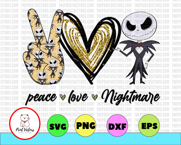 Download Digital Png File Peace Love Nightmare Png Peace Love Png Jack Skel Print Vectors