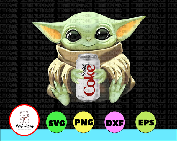 Download Baby Yoda With Diet Coke Png Baby Yoda Png Sublimation Ready Png Fi Print Vectors
