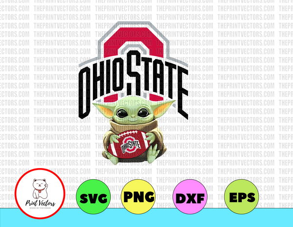 Baby Yoda With Ohio State Buckeyes Football Png Baby Yoda Png Ncaa P Print Vectors