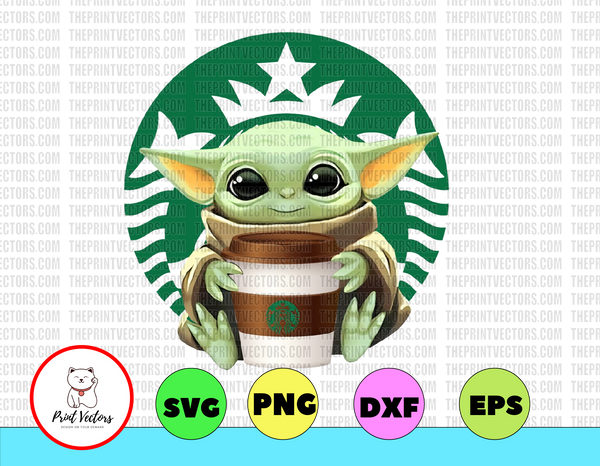 Download Baby Yoda With Starbucks Football Png Baby Yoda Png Ncaa Png Sublim Print Vectors