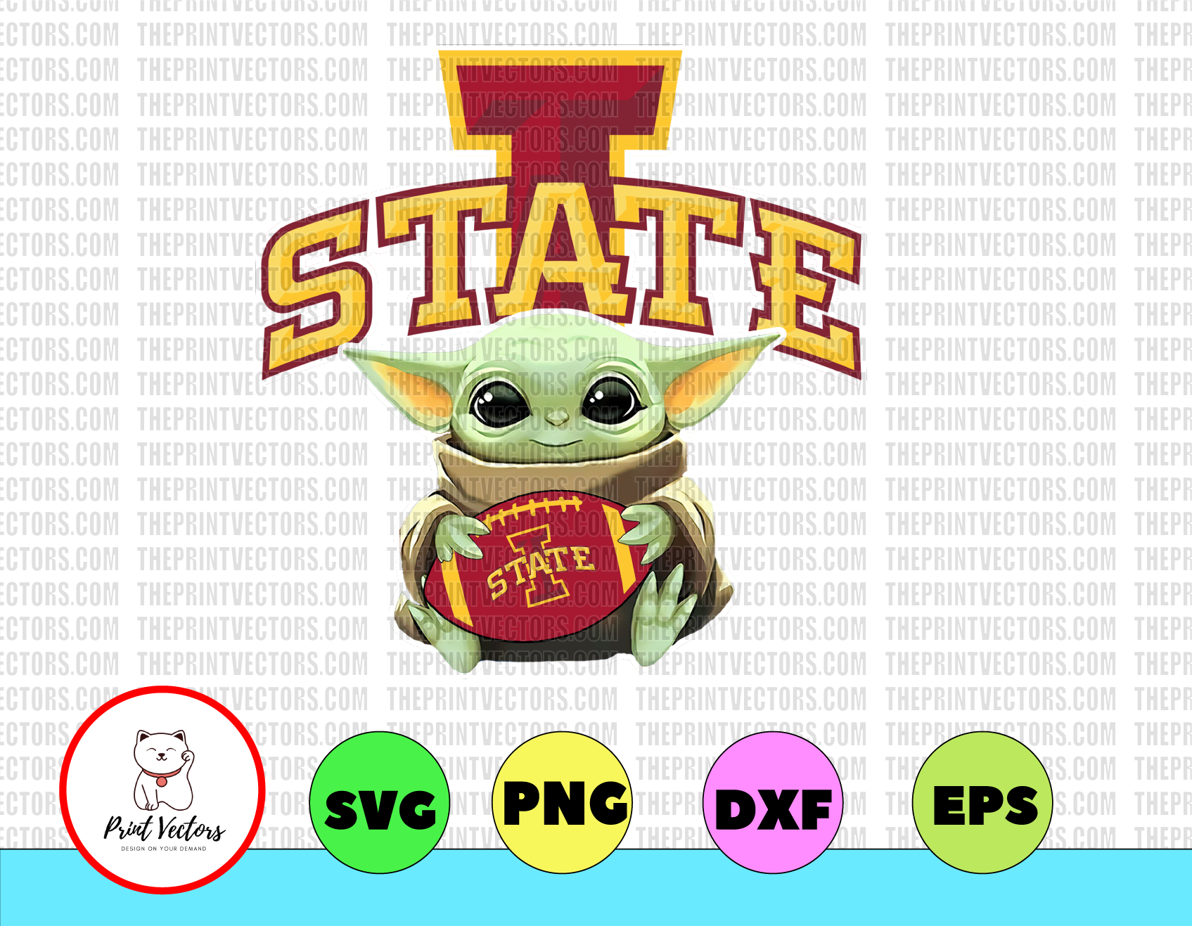 Baby Yoda with Iowa State Cyclones Football PNG, Baby Yoda png, NCAA png, Sublimation ready, png files for sublimation,printing DTG printing - Sublimation design download - T-shirt design sublimation design