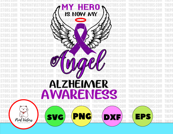 Download My Hero Is Now My Angel Alzheimer Awareness svg, dxf,eps ...