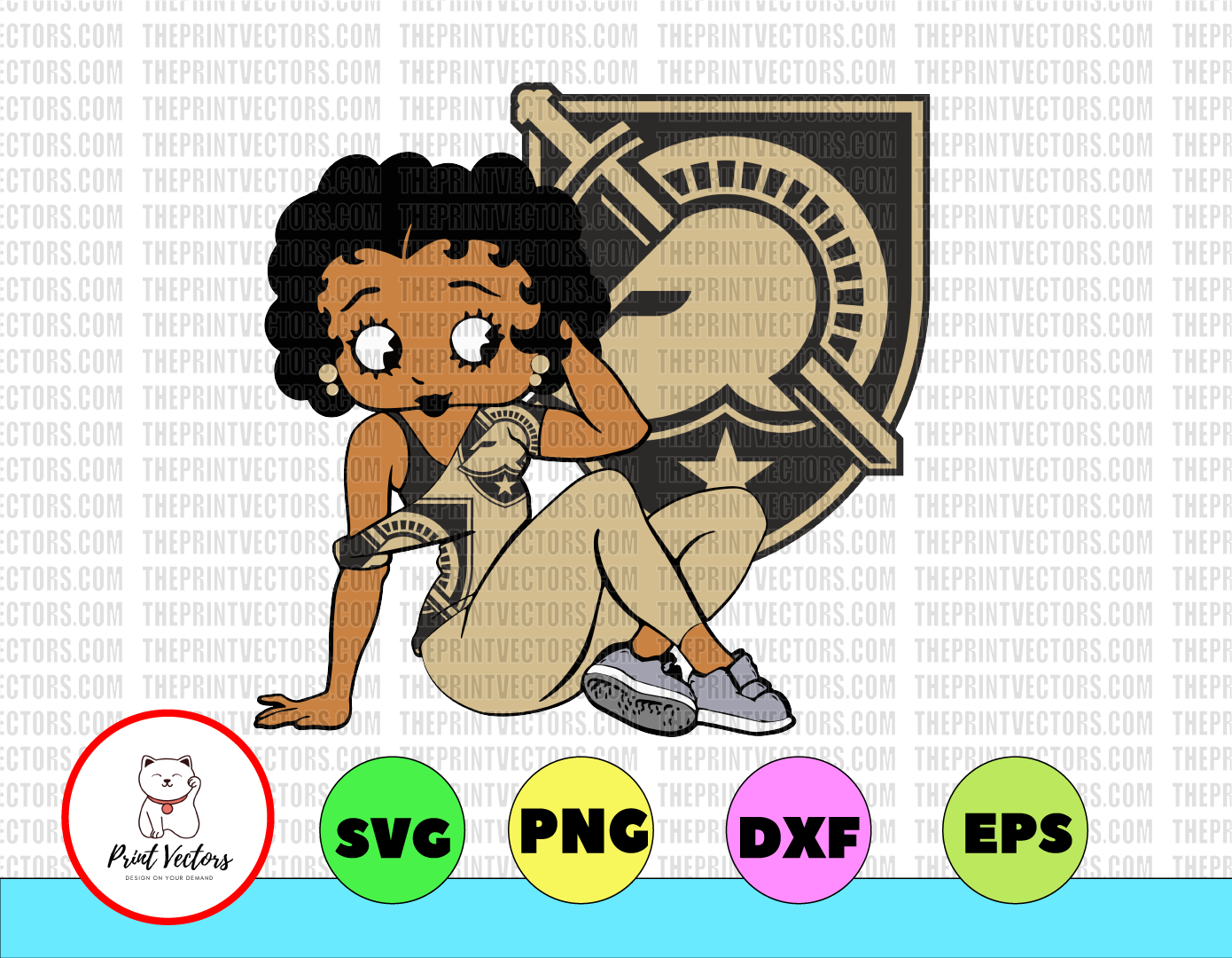Betty Boop With Army Black Kinght Football PNG File, NCAA png, Sublimation ready, png files for sublimation,printing DTG printing - Sublimation design download - T-shirt design sublimation design