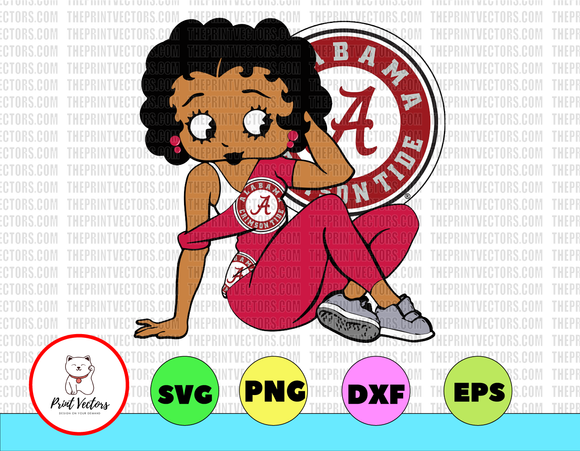 Download Betty Boop With Alabama Crimson Tide Png File Ncaa Png Sublimation R Print Vectors