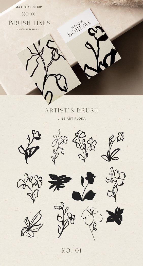 Abstract Floral Line Art & Poster by Laras Wonderland on @creativemarket