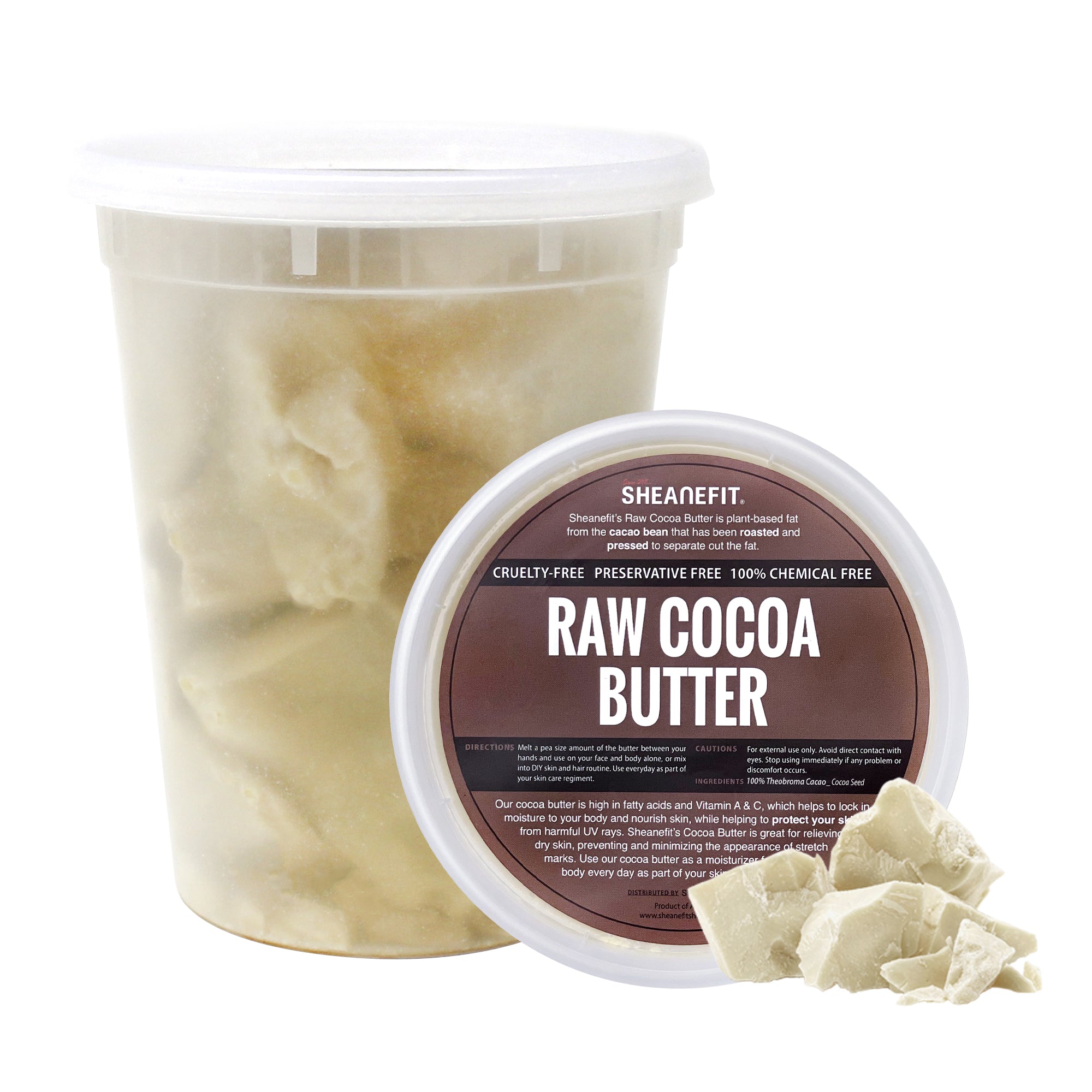 SHEANEFIT Raw Chunk Cocoa Butter - 16 Oz