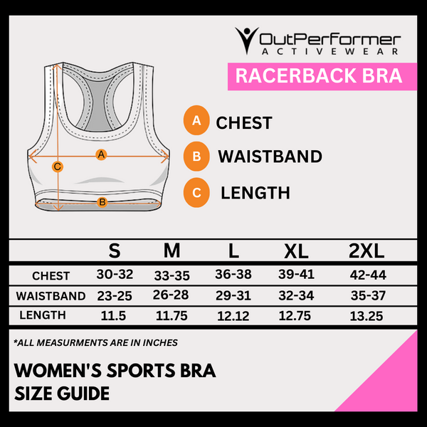 Women's Sports Bra Size Chart – Outperformer Activewear