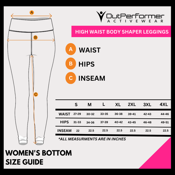 Women's Bottom Size Chart – Outperformer Activewear