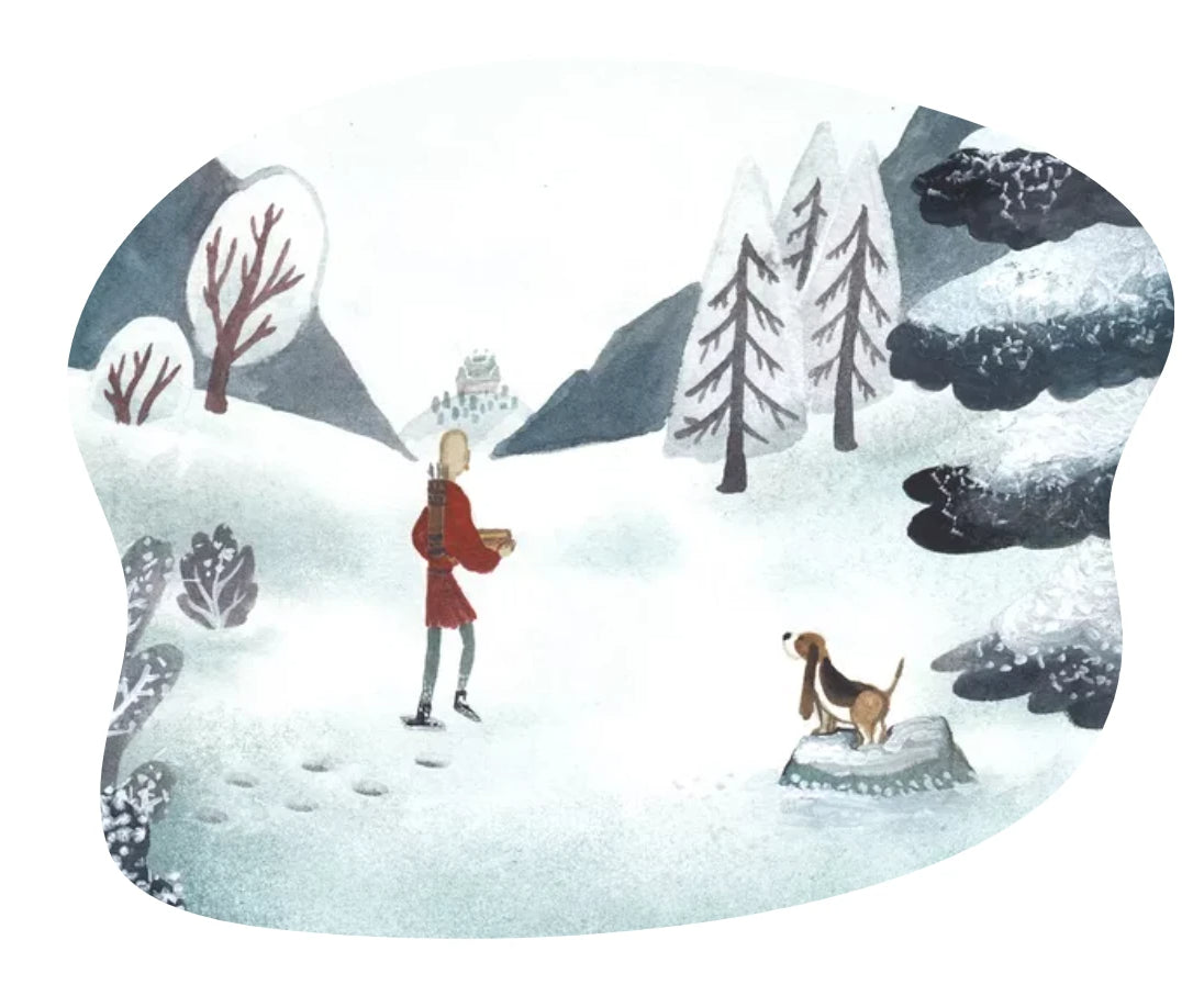 The hunter walking through the snow in Fairy Tales Retold's Snow White