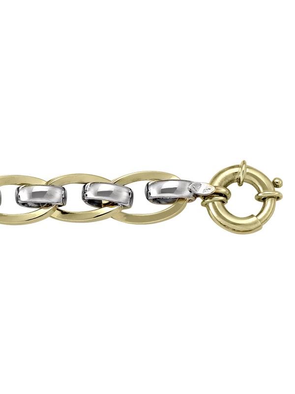  TWO TONE HOLLOW FANCY LINK BRACELET 