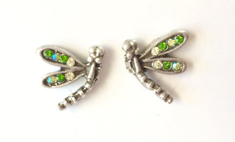 Green Dragonfly Stud Earrings