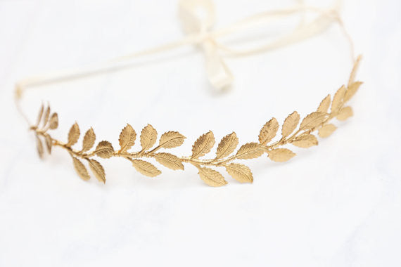 Large Leaves Brass Gold Leaf Crown