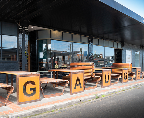 Street Shot of the Furniture at Guage Cafe, Ormond
