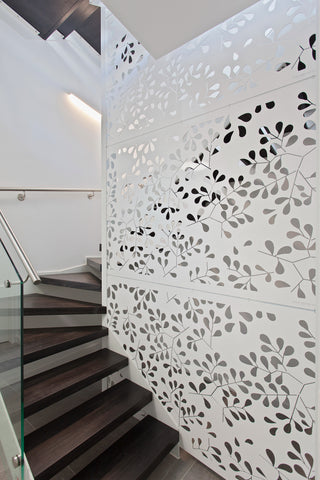 Entanglements Metal Privacy Screen with powder coated finish in a Kelp pattern