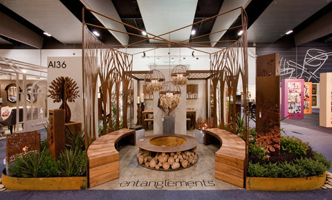 Entanglements Curve Benches and a wood store firepit in Decor and Design 2011 Melbourne