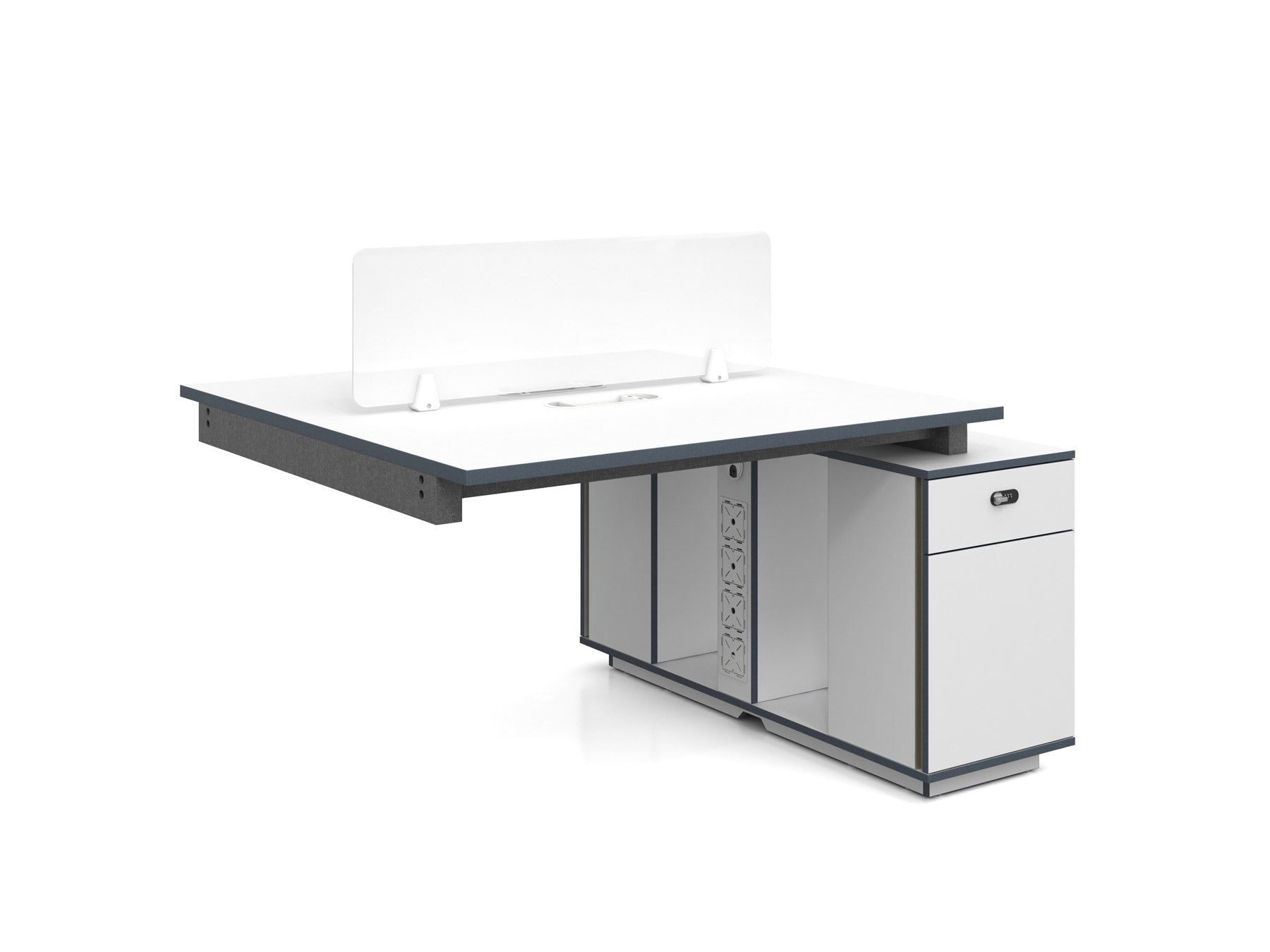 DreasyTech 4 people Workstation 2.8M Office Desk with Cabinets White