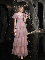 Vintage Grace Pink Sequins Shiny Party Evening Dress